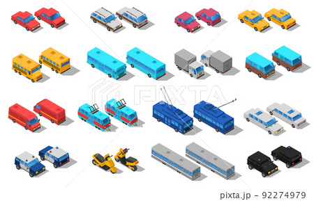 City Transport Isometric Icons Set 92274979