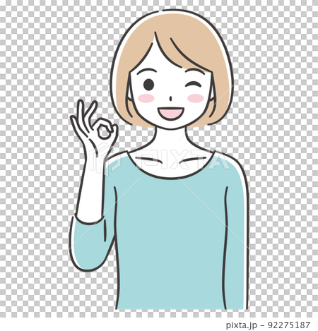 OKサインをする若い女性 OKサインをする若い女性 92275187