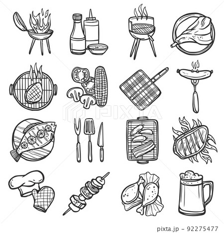 Bbq Grill Icons Set Bbq Grill Icons Set 92275477