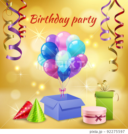 Birthday Party Accessories Realistic Birthday Party Accessories Realistic 92275597