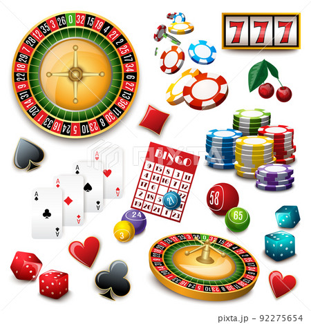 Casino symbols set composition poster 92275654