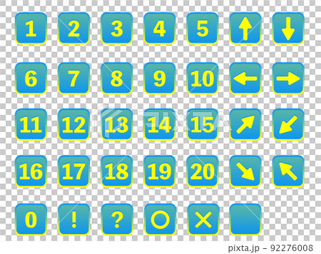 Square button style numbers and arrow icon set - Stock Illustration ...