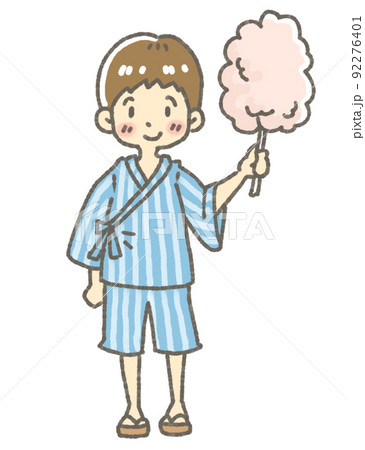 夏祭り　甚平の男の子　わたあめ 92276401