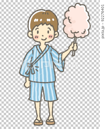 夏祭り　甚平の男の子　わたあめ 92276401