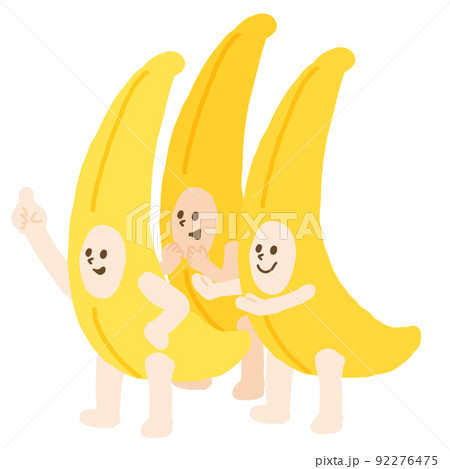 夏が旬な果物に顔と手足をつけたらこうなった　バナナ 92276475