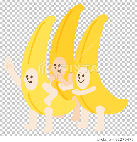 夏が旬な果物に顔と手足をつけたらこうなった　バナナ 92276475