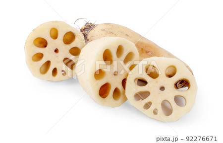 Lotus root on white background 92276671