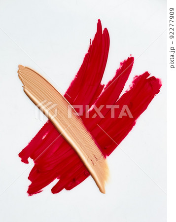 Red cosmetic texture background, make-up and skincare cosmetics cream product, luxury beauty brand, holiday flatlay design or abstract wall art and paint strokes 92277909