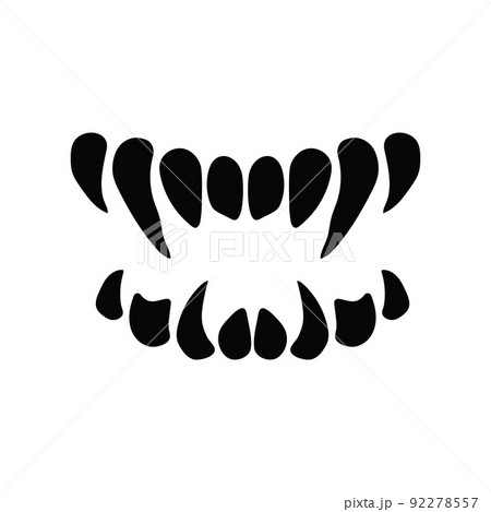 Black jaw monster silhouette. Grin of creepy creature Black jaw monster silhouette. Grin of creepy creature 92278557