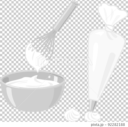 Cream, bowl and whisk squeezed in a squeeze bag 92282188