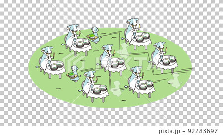 機器人餵養和飼養奶牛的等距圖 92283697