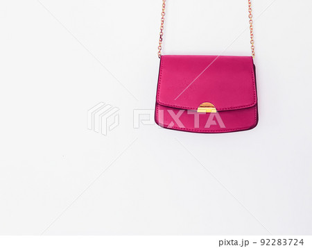 Pink fashionable leather purse with gold details as designer bag and stylish accessory, female fashion and luxury style handbag collection concept 92283724