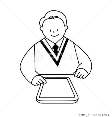 タブレットで学習する男子学生 92284203
