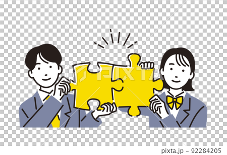 人物 パズルをつなげる高校生 92284205