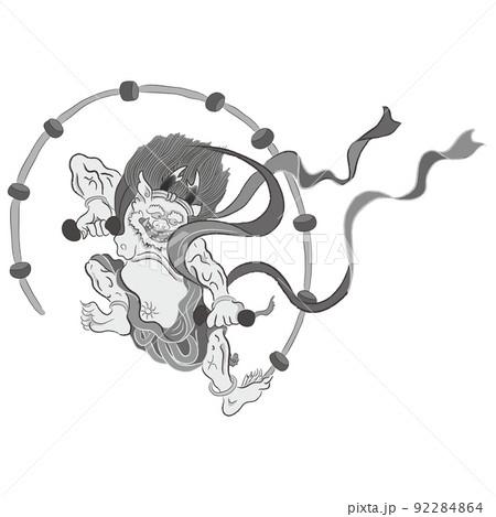 雷神　屏風絵 92284864
