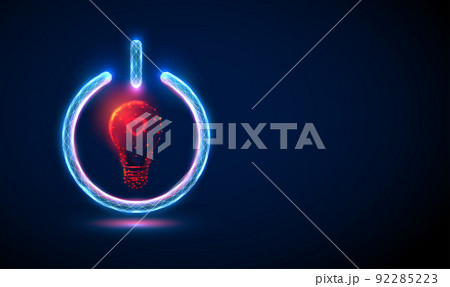 Abstract red heart shape in blue power button. 92285223