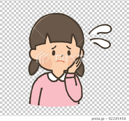 Children's girls' embarrassed facial expression illustrations 92285458