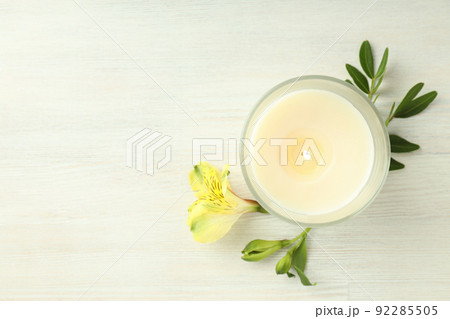 Cozy composition with candle, space for text Cozy composition with candle, space for text 92285505