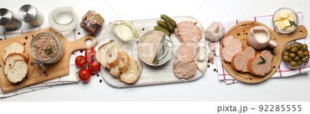 Concept of tasty food with pate appetizers, top view Concept of tasty food with pate appetizers, top view 92285555