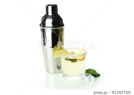 Concept of drink with Jalapeno cocktail isolated on white background Concept of drink with Jalapeno cocktail isolated on white background 92285700