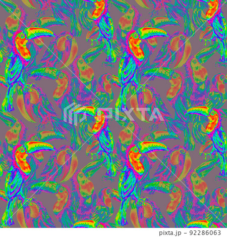 Toucan exotic tropical bird watercolor seamless pattern isolated Toucan exotic tropical bird watercolor seamless pattern isolated 92286063