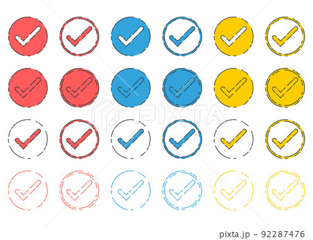 Approved check mark icon in flat style vector collection Approved check mark icon in flat style vector collection 92287476