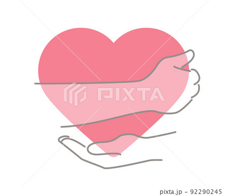 ハートマークを抱く。メンタルケアやカウンセリングのコンセプト【ベクターイラスト素材】 92290245