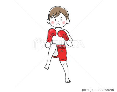 キックボクサーの男性のイラスト 92290696