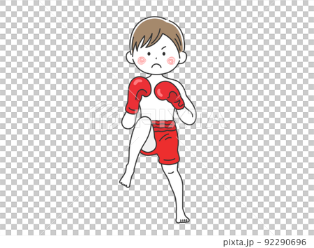 キックボクサーの男性のイラスト 92290696