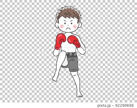 キックボクサーの男性のイラスト 92290698