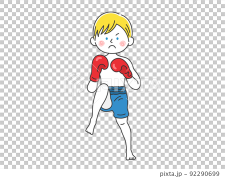 Illustration of a white man kickboxer 92290699