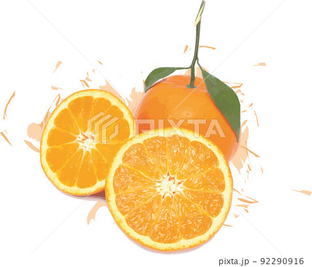 Abstract of orange fruits on white background with color spread. Abstract of orange fruits on white background with color spread. 92290916