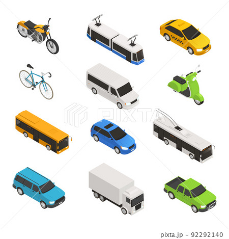 City Transport Isometric Icon Set City Transport Isometric Icon Set 92292140