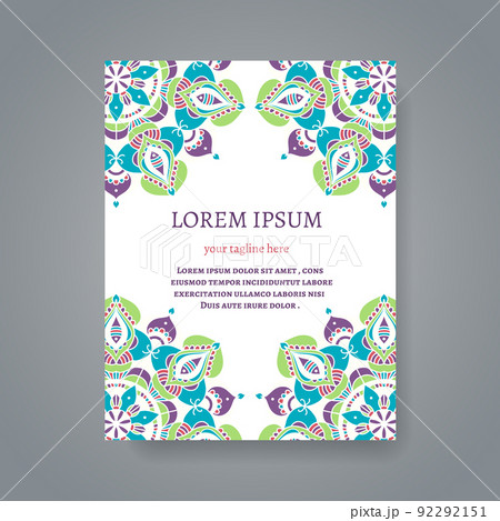 Card or invitation with hand drawn Indian motifs 92292151