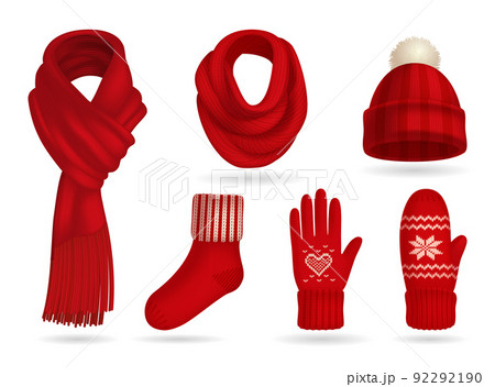 Winter Red Knitted Clothes Set 92292190