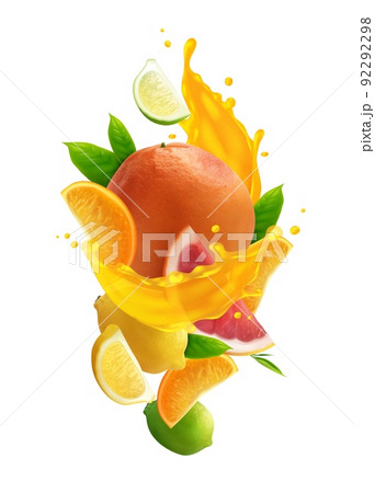 Citrus Juice Realistic Composition 92292298