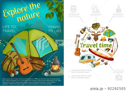Cartoon Camping Colorful Concept 92292505