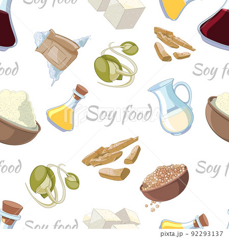 Cartoon soy food seamless pattern 92293137