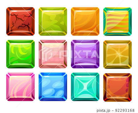 Cartoon Square Buttons Set Cartoon Square Buttons Set 92293168