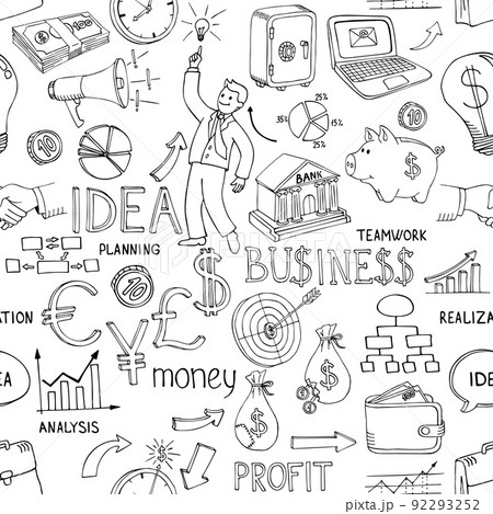 Business doodles seamless pattern Business doodles seamless pattern 92293252