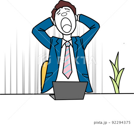 パソコンをミスしてショックを受ける パソコンをミスしてショックを受ける 92294375