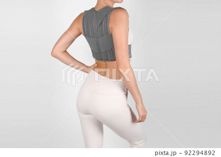 Posture Corrector isolated on white. Orthopedic lumbar support products. Lumbar Support Belts For Back Clavicle Spine. Lumbar Waist Support Belt Strong Lower Back Brace Support. Lumbar brace. Posture Corrector isolated on white. Orthopedic lumbar support products. Lumbar Support Belts For Back Clavicle Spine. Lumbar Waist Support Belt Strong Lower Back Brace Support. Lumbar brace. 92294892