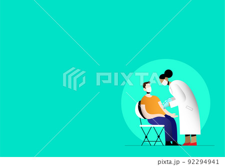 Covid vaccination-woman doctor with young patient 92294941