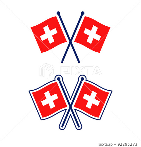 交差したスイス国旗のアイコンセット