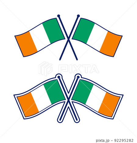 交差したアイルランド国旗のアイコンセット