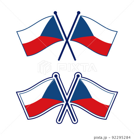交差したチェコ国旗のアイコンセット