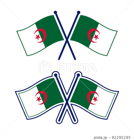 交差したアルジェリア国旗のアイコンセット