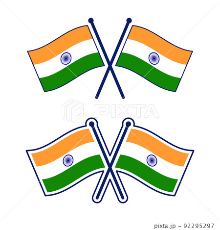交差したインド国旗のアイコンセット