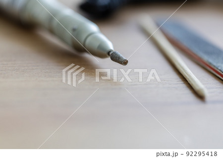 Manicure nail tool, cutter for manicure or fraser. Selective focus. Manicure nail tool, cutter for manicure or fraser. Selective focus. 92295418