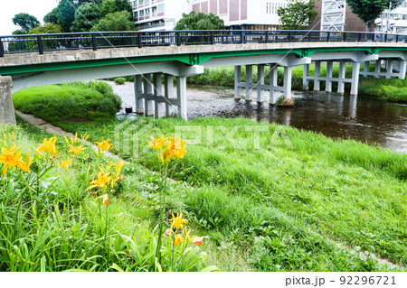 写真、立原道造ゆかの盛岡市の中津川に掛かる与の字橋と　盛岡紺屋町の消防与組のためにかけられた与の字橋 92296721